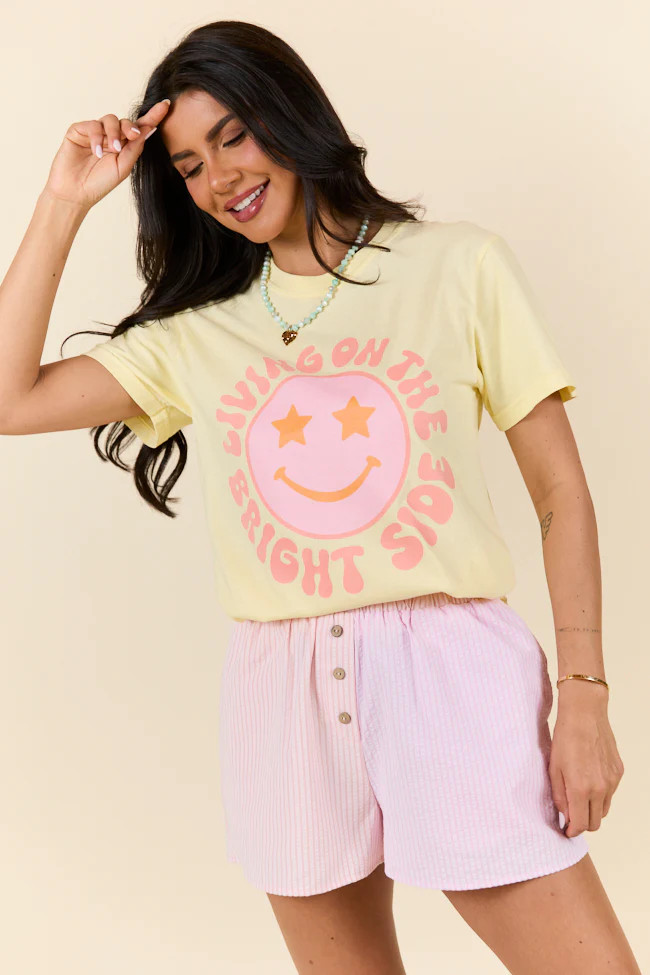 Living On The Bright Side Yellow Graphic Tee | Pink Lily