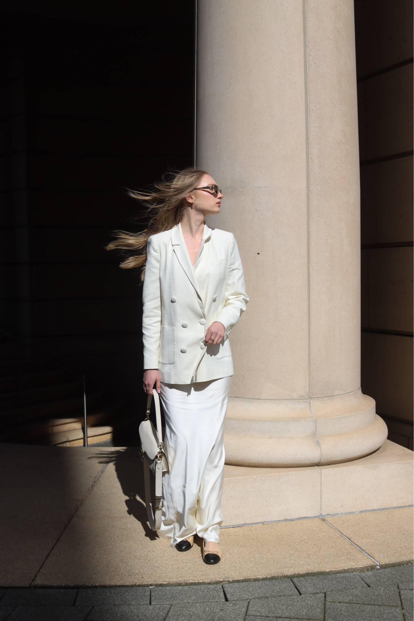 All white spring look 

White silk skirt, white satin skirt, white blazer, white bag, coach tabby, metal sunglasses, celine sunglasses 

#LTKeurope #LTKSeasonal #LTKstyletip