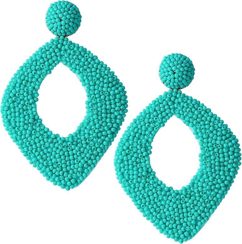 14K Gold Statement Drop Earrings For Women Bohemian Beaded Round Earrings Fashion Large Handmade ... | Amazon (US)
