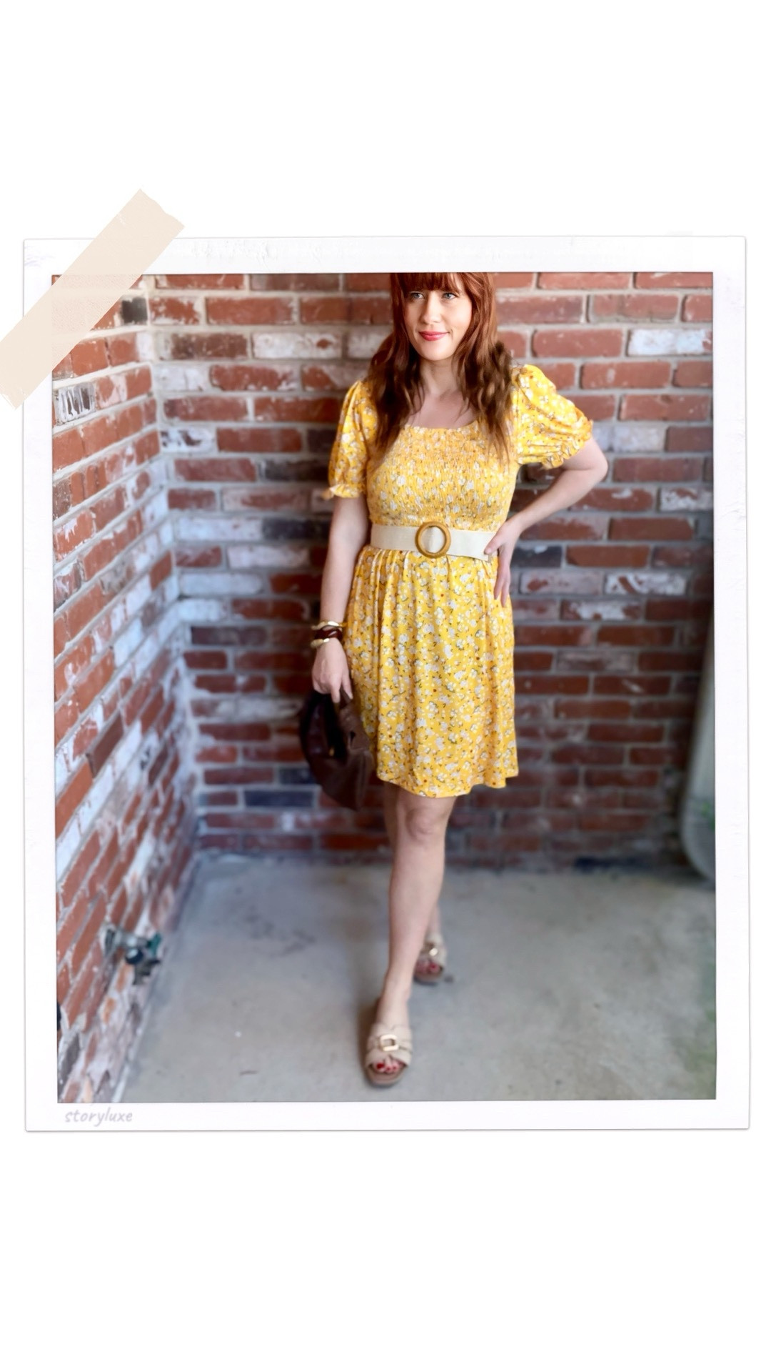 I‘m wearing a yellow floral skirt from Amazon. Very teacher friendly style. Comes in different colors and prints 
I added a woven belt, brown bag, stacked bracelets and beige sandals. 

#LTKgrwm #LTKOver40 #LTKootd
