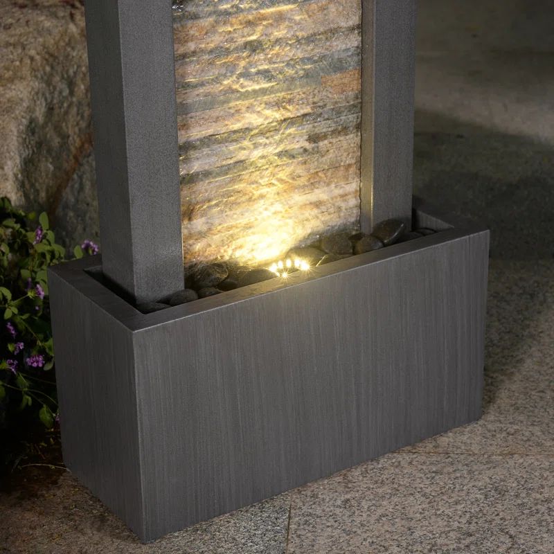 Hand Crafted Metal Weather Resistant Floor Fountain with Light | Wayfair North America