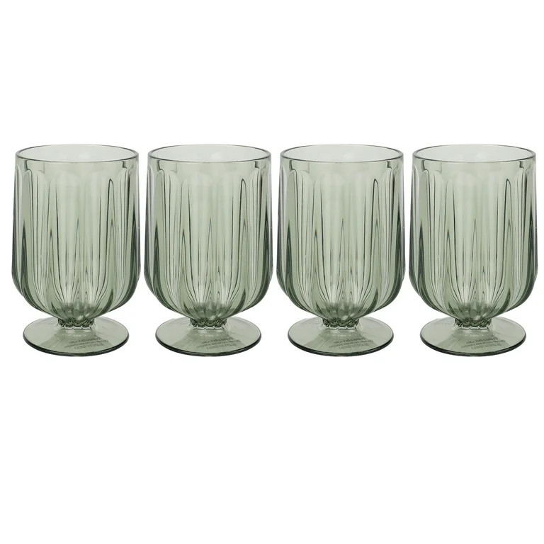 Better Homes & Gardens 4-Piece 15-Ounce Tritan Plastic Wine Goblet Set, Green | Walmart (US)