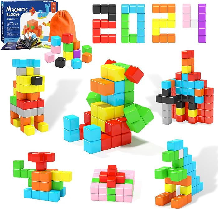 40pcs Magnetic Blocks for Toddler Toys, Magnetic Cubes Building Blocks Classroom Must Haves, STEM... | Amazon (US)