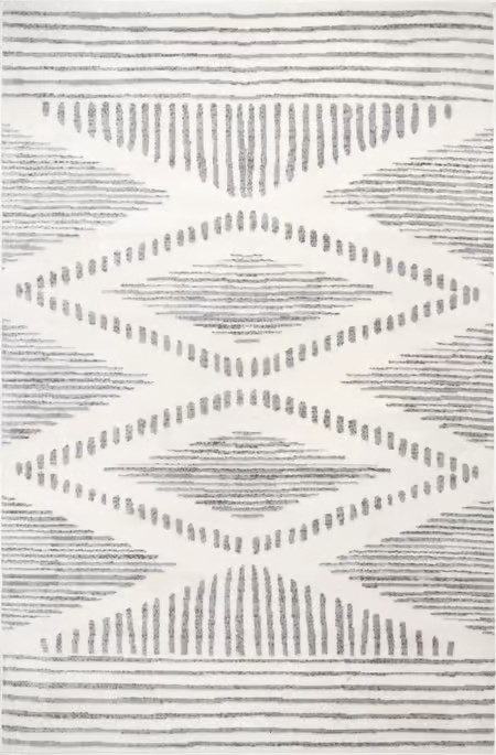 Light Gray Striped Hourglass 4' x 6' Area Rug | Rugs USA