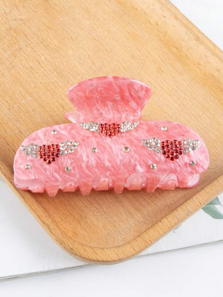1 Pc Medium Size Shiny Heart-Shaped Wings Rhinestone Half Round ​Hair Claw Clips, Non-Slip Stro... | SHEIN