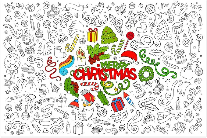 AllReal Merry Christmas Giant Coloring Poster Winter Holiday Jumbo Coloring Sheet Xmas Floor Huge... | Amazon (US)