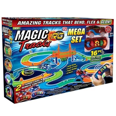 Ontel Magic Tracks Mega RC with 2 Remote Control Turbo Race Cars and 16 ft of Flexible, Bendable ... | Walmart (US)