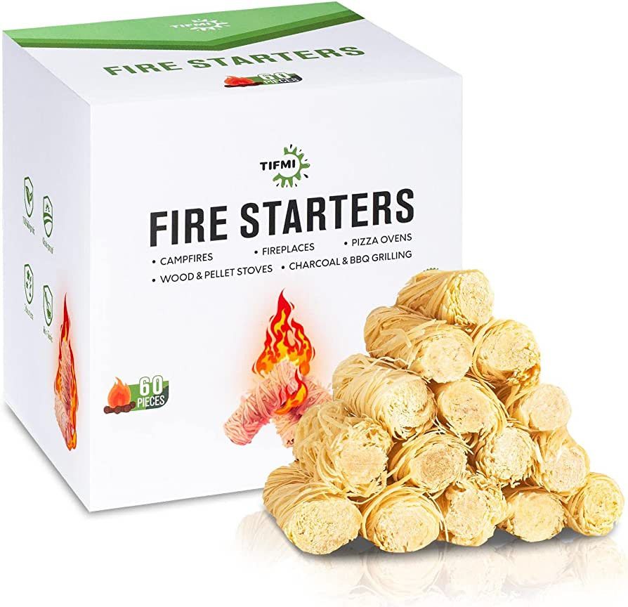 TIFMI Fire Starter - 60 Pcs Fire Starters for Campfires, Fireplace, Grill, Wood & Pellet Stove, F... | Amazon (US)