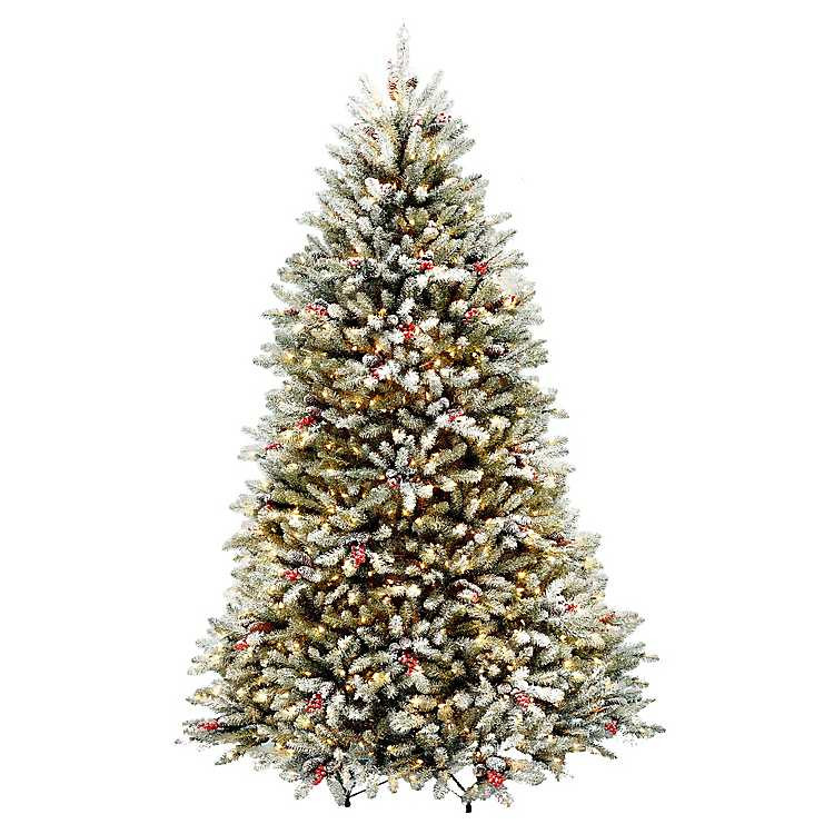 7.5 ft. Lit Flocked Dunhill Fir Christmas Tree | Kirkland's Home
