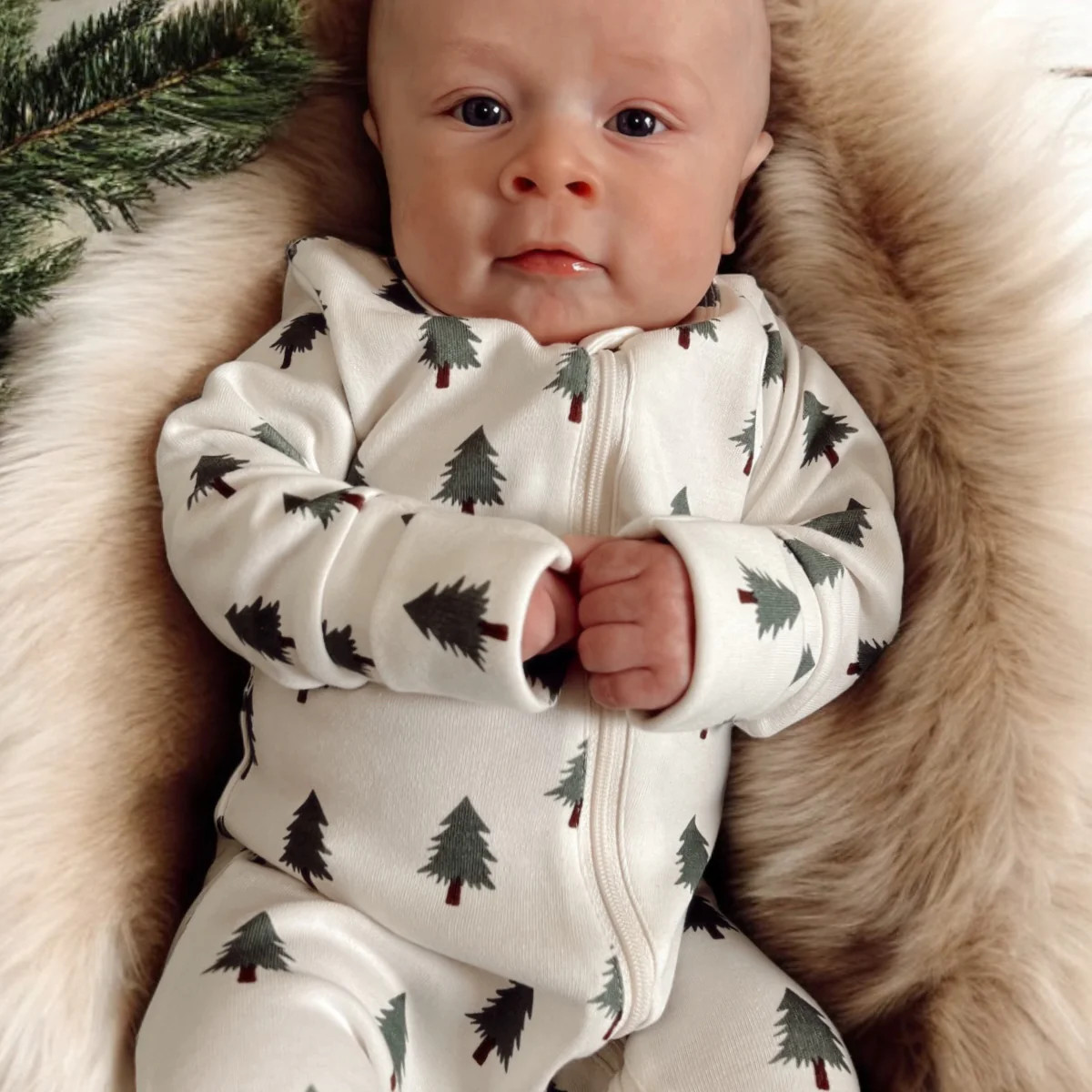 Trees / Organic 2-Way Zip Romper | SpearmintLOVE