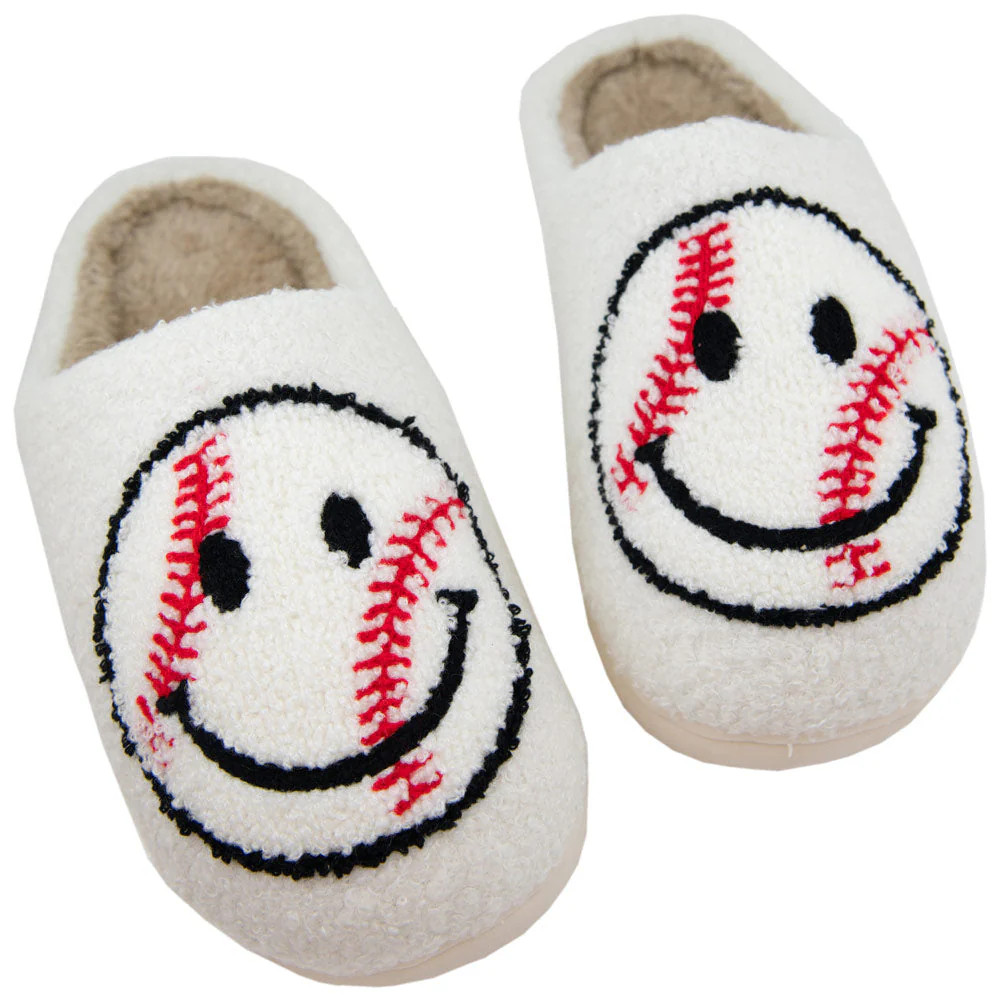 Baseball Happy Face Slippers | Katydid.com