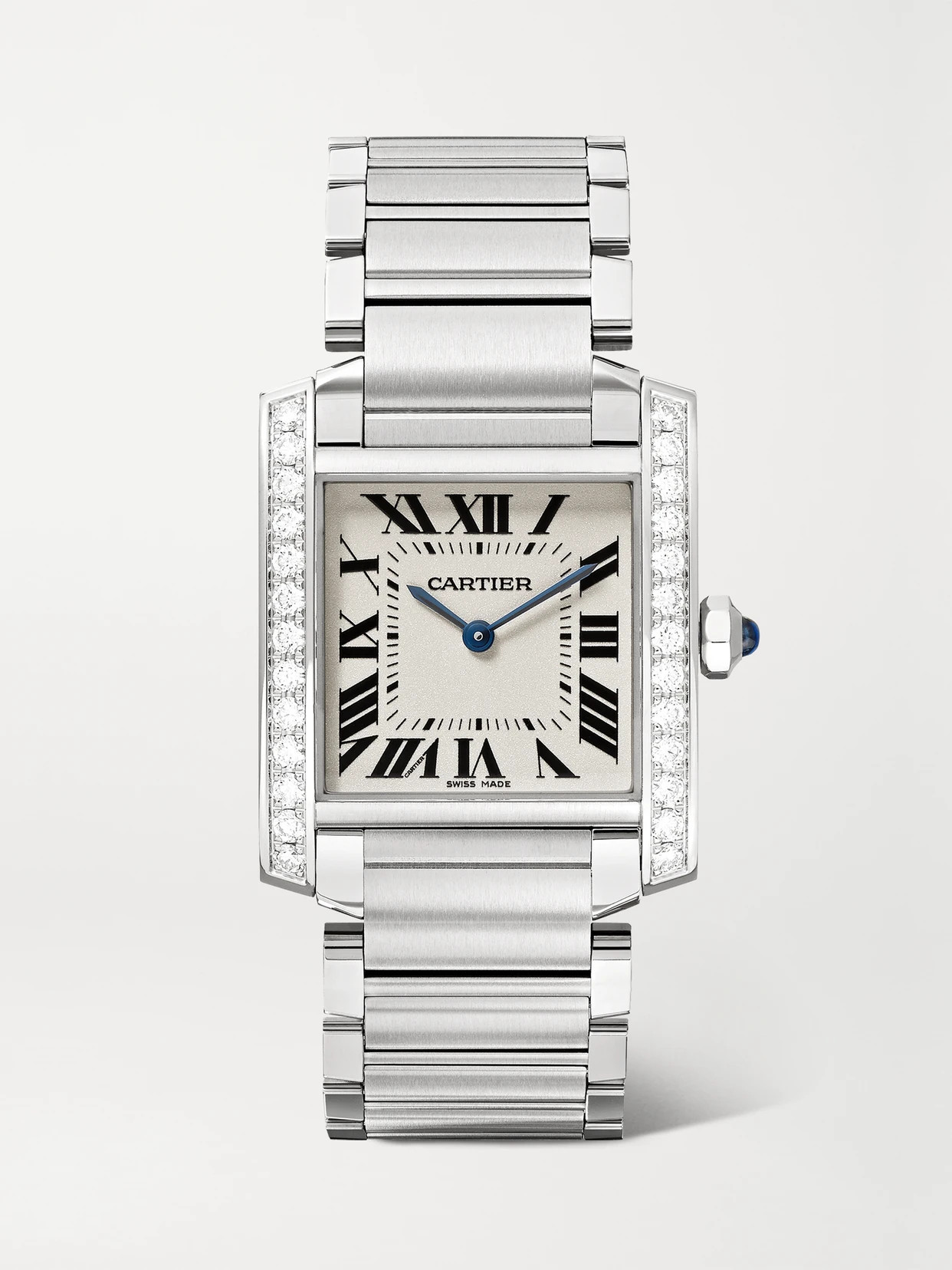 Cartier - Tank Française 25.05mm Medium Stainless Steel And Diamond Watch - Silver | NET-A-PORTER (UK & EU)