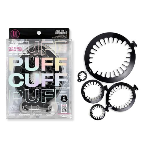 PuffCuff Just Try It Curlfriend!, Original 5”, Junior 3”, Mini 2.5” Micro 1.5” and Teeny 1.25”, For Thick, Curly, Textured Hair, Painless, Damage-Free Styling for Big Hair, Black | Amazon (US)