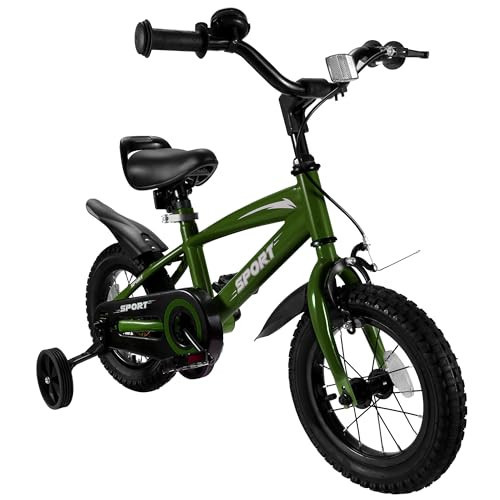 BODIOO Kids Bike for Boys Girls 12 Inch Kid Bike with Removable Training Wheels Sturdy Frame Adjustable Seat Handbrake & Coaster Brake (Green) | Amazon (US)
