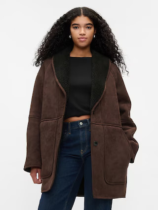 Vegan Suede Shawl Collar Coat | Gap (US)