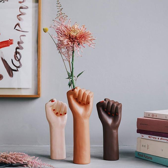 DOIY Girl Power Raised Female Fist Ceramic Vase - Decorative Flower Holder | Amazon (US)