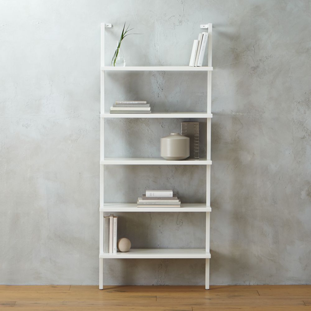 stairway white 72.5" wall mounted bookcase | CB2