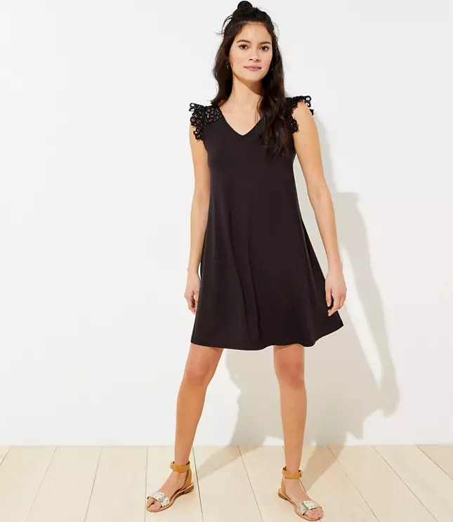 Lace Ruffle Swing Dress | LOFT