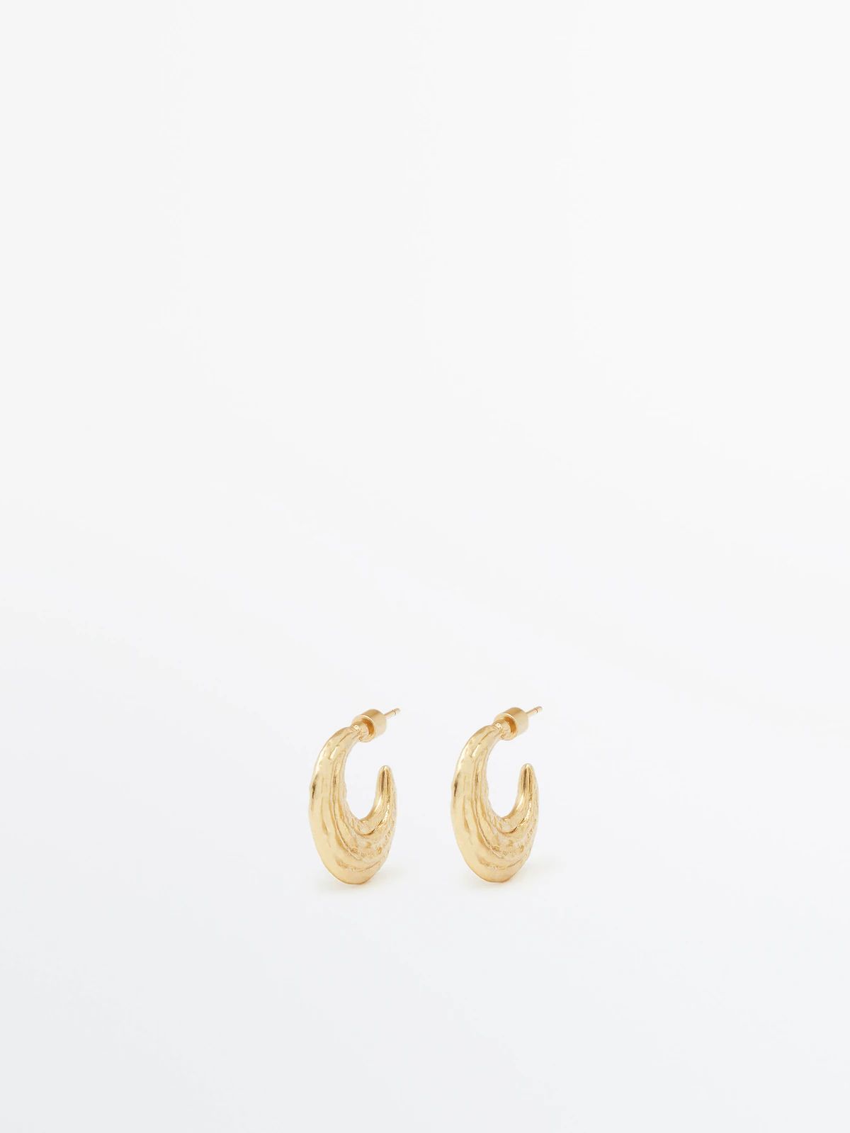 Gold-plated textured half-moon earrings | Massimo Dutti (US)