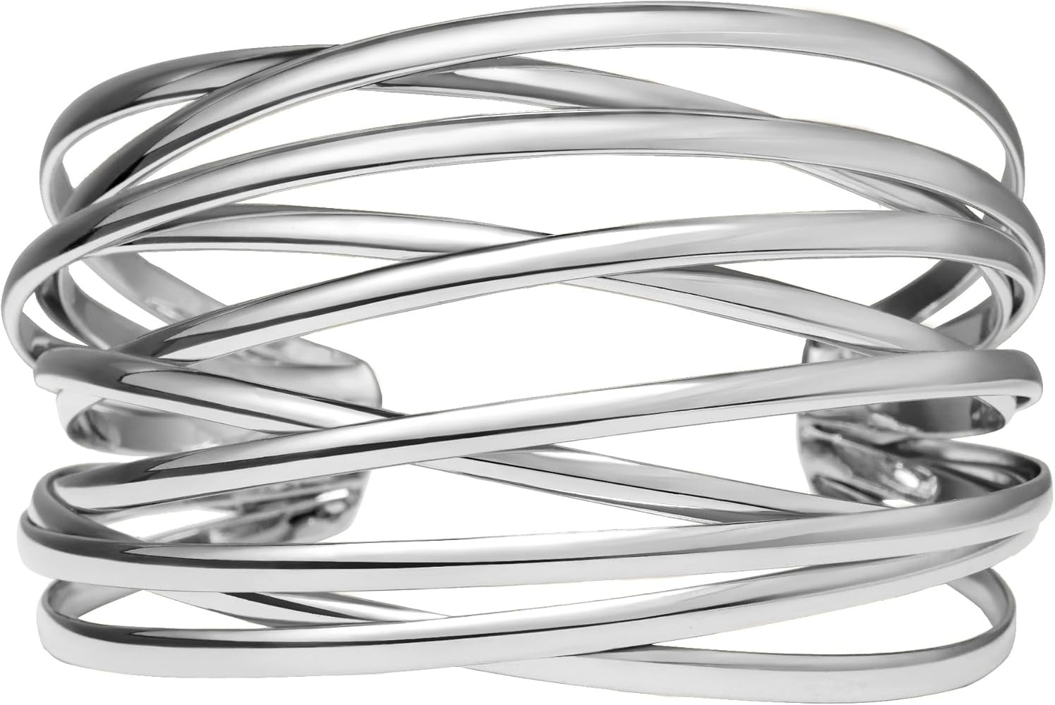 Twisted Cuff Bangle Bracelet for Women Trendy Multi-layer Wire Warp Bangle Bracelet Wide Open Chu... | Amazon (US)