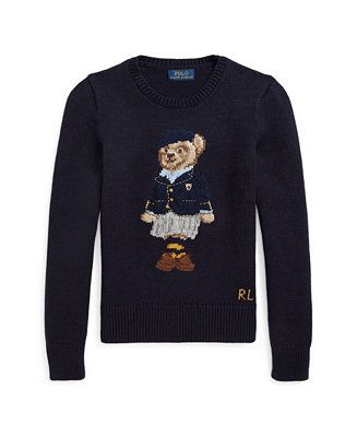 Polo Ralph Lauren Big Girls Long Sleeves Polo Bear Cotton-Blend Sweater & Reviews - Sweaters - Ki... | Macys (US)