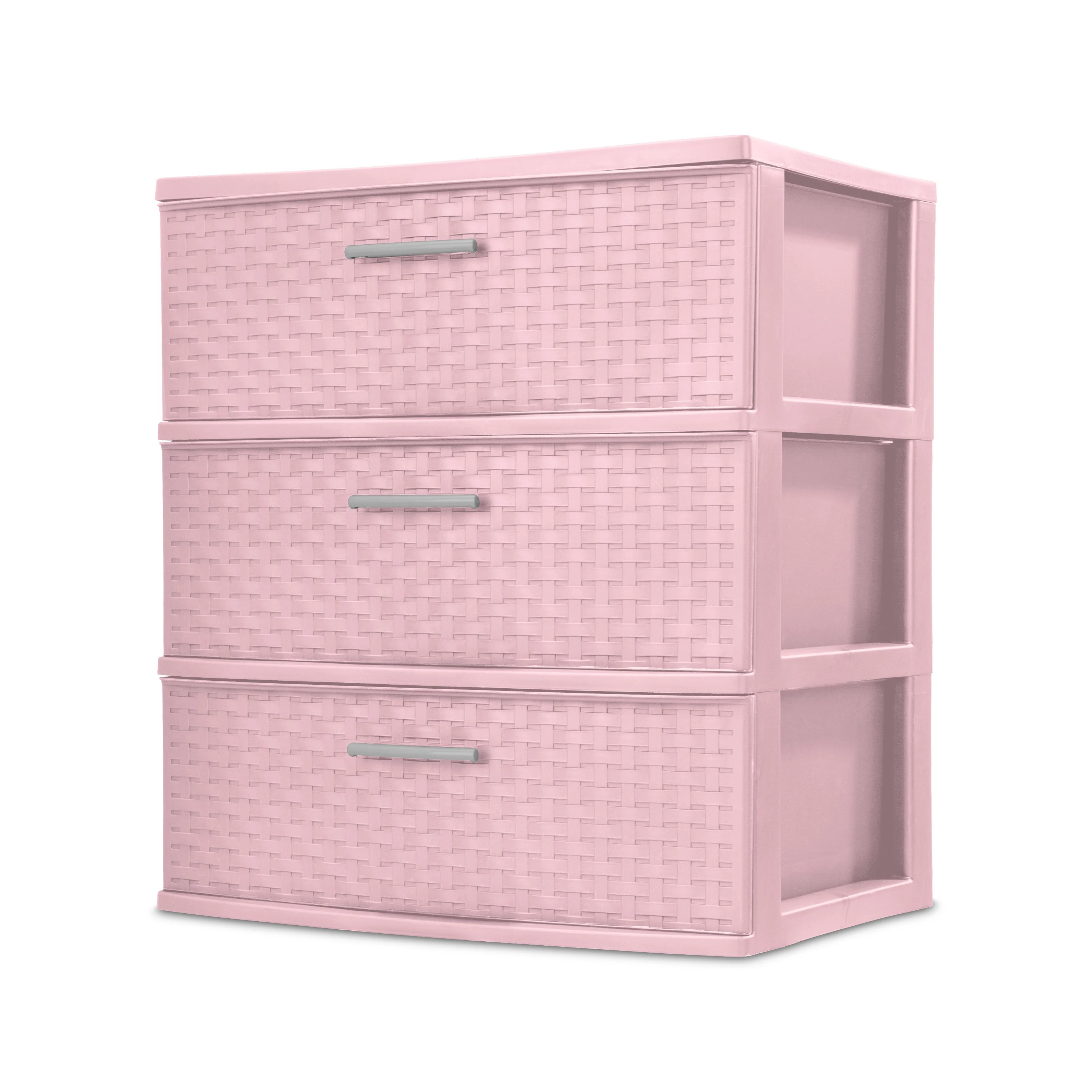 Sterilite Plastic 3 Drawer Wide Weave Tower Blush Pink - Walmart.com | Walmart (US)