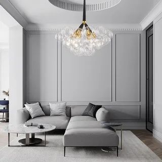 4-Light Bubble Glass Chandelier in Black/White - White | Bed Bath & Beyond