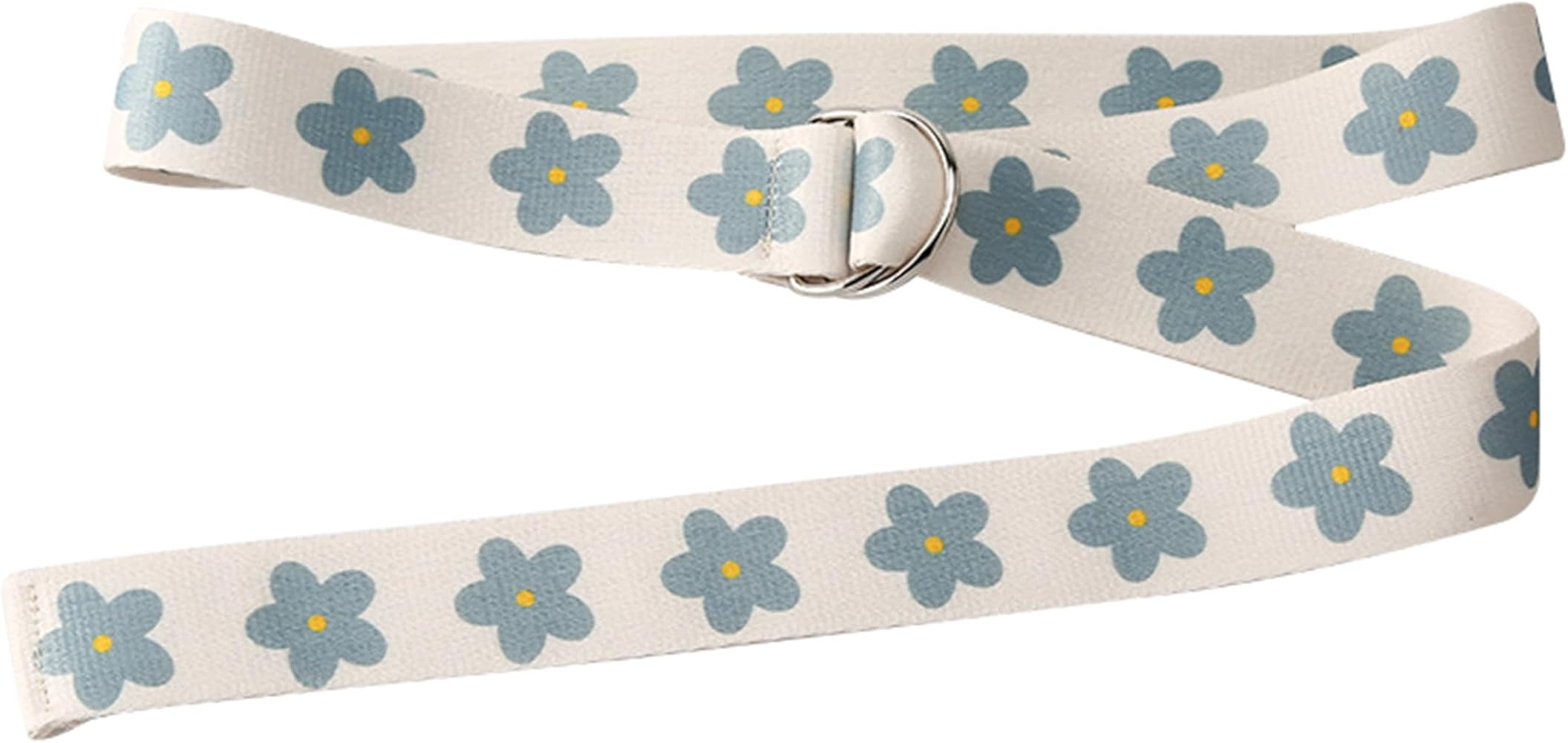 Women's Casual Waist Belt Flowers Double D-Ring Belts Canvas Adjustable Buckle Belt for Pants Jea... | Amazon (US)