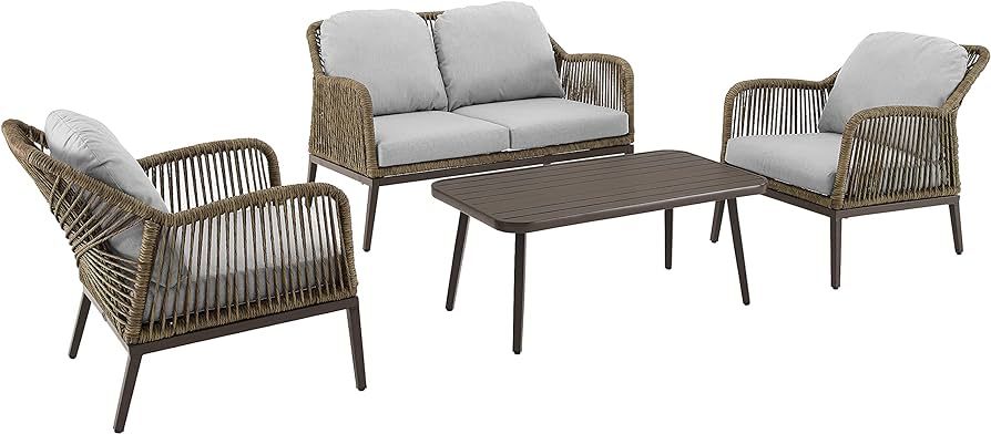 Crosley Furniture KO70290LB-LG Haven Outdoor Wicker 4-Piece Conversation Set (Loveseat, Coffee Ta... | Amazon (US)