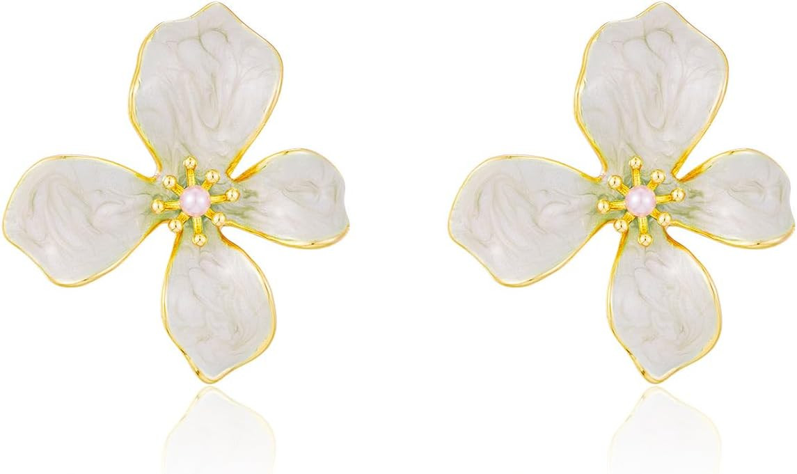 Pink Flower Earrings for Women White Floral Earring Big Statement Earrings for Women Large Purple... | Amazon (US)