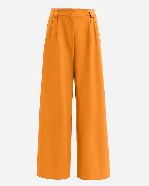 Linen-Blend High Waisted Relaxed Trouser | Express