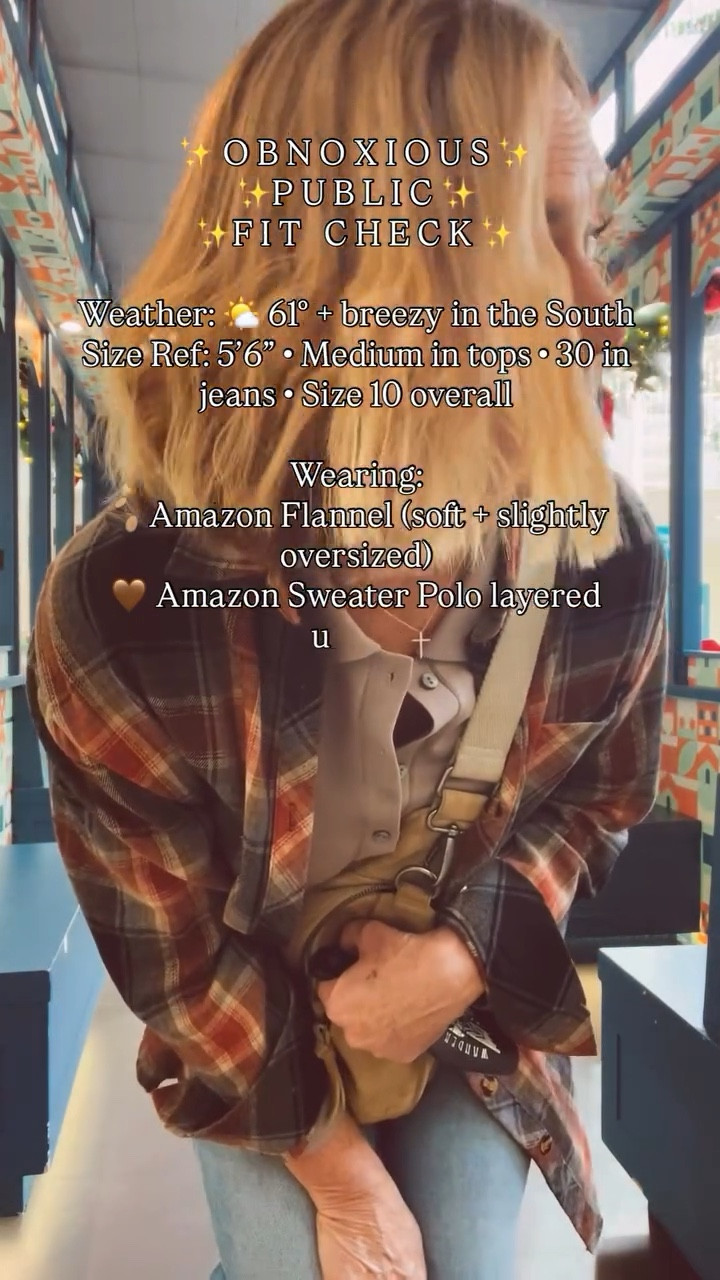 ✨ OBNOXIOUS PUBLIC FIT CHECK ✨
Weather: 🌤️ 61° + breezy in the South
Size Ref: 5’6” • Medium tops • 30 in jeans • Size 10 overall

Cozy, layered, and fully leaning into festive season chaos 🎄😅

Today’s lineup: Christmas shopping for the littles 🎁 · coffee date ☕ · school pickup line excellence 🚗 · Bible study + a quiet evening reset 📖

Wearing:
🪵 Amazon flannel (soft + slightly oversized)
🤎 Amazon sweater polo underneath
👖 Paige Anessa jeans (leg-lengthening magic)
🧦 Amazon socks (cozy core)
🟫 Amazon Birkenstock-inspired clogs (easy slip-ons)

Comment PIXIE for links ✨
Follow ShopPixieCo on the LTK app 🖤
Search “ShopPixieCo” in the app to find everything easily
I may earn a commission when you shop my links 🤎

#ootdover50 #styleover50 #over50fashion #midlifestyle #shoppixieco #paigejeans #paigeanessa #amazonfashionfinds #amazonstyle #birkenstockclogs #casualoutfitideas #southernstyle #falloutfitinspo #everydayoutfit #cozyvibesonly #holidayerrands #momstyleinspo #festivefashion #winteroutfits #neutralstyle #flannelszn #layeredlook #over50styleinspo #ltkover50 #ltkfashion #ltkfall #ltkdenim #ltkstyle #over50andfabulous #realoutfitdiaries

Comment PIXIE below to receive a DM with the link to this post on my LTK ⬇ https://liketk.it/5x1Qy