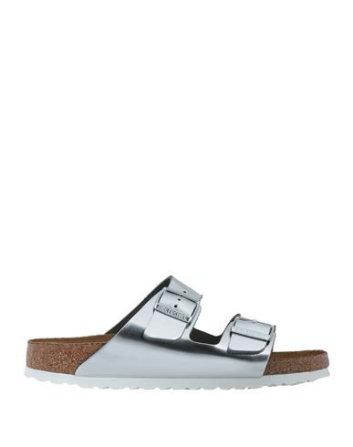 Birkenstock Woman Sandals Silver Size 8 Soft Leather | YOOX (US)