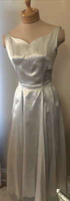 Vintage Sweetheart Neckline Long Ice Blue Satin Dress 32  | eBay | eBay US