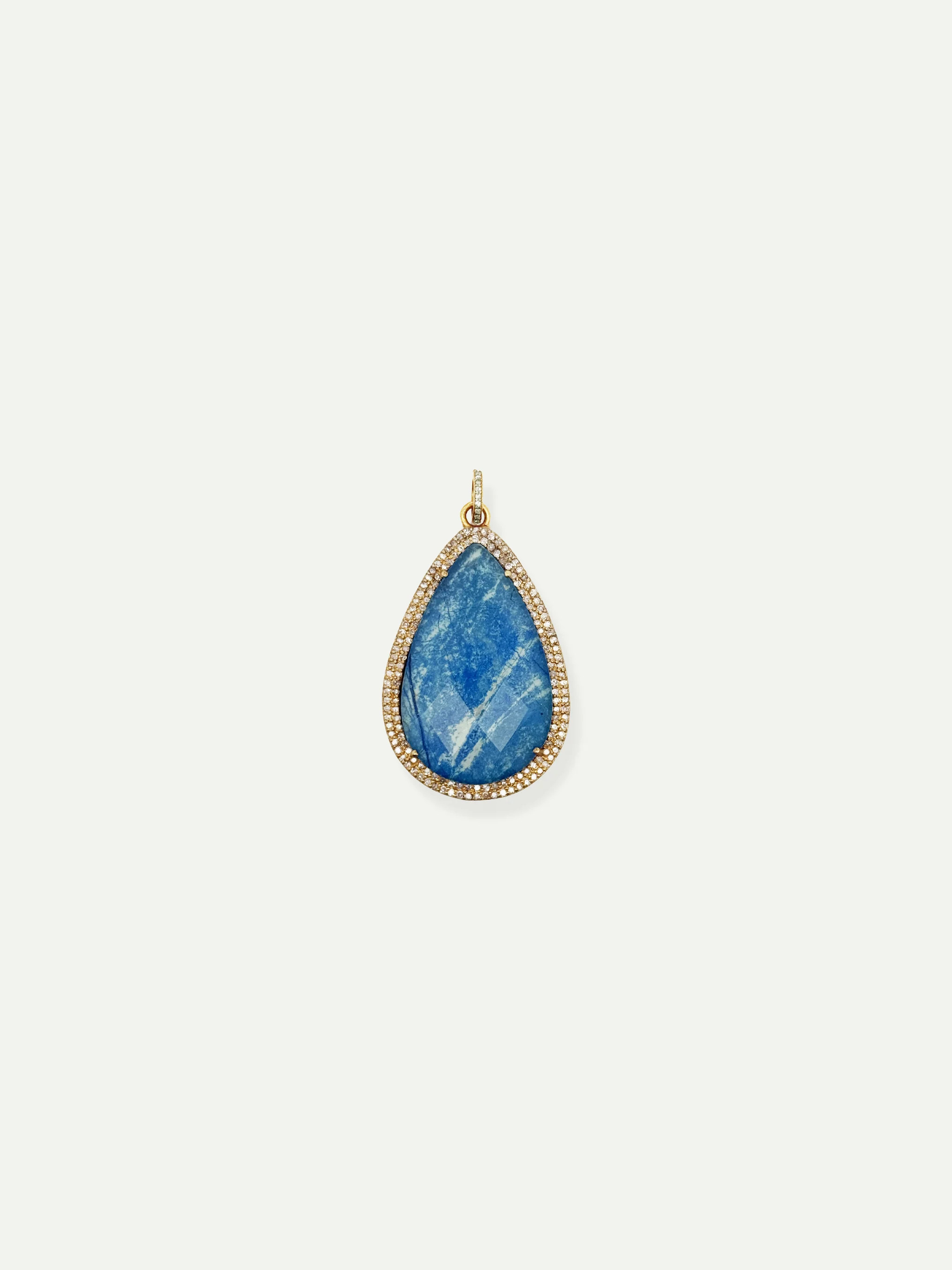 Faceted Azurite-Malachite Pendant with Pavé Diamonds | Shop.app