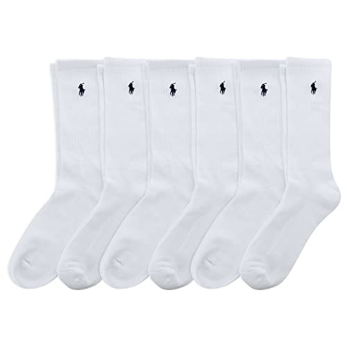 POLO RALPH LAUREN Men's Classic Sport Solid Socks 6 Pair Pack - Cushioned Cotton Comfort, White, 6-12.5 | Amazon (US)