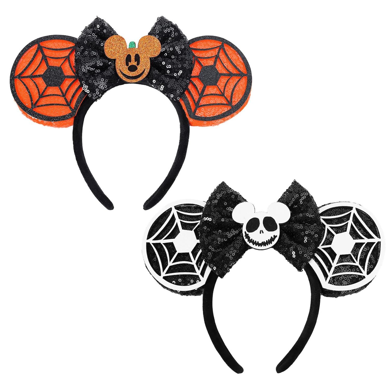 ETLUK Halloween Mouse Ears Headband, 2 PCS Sequin Halloween Ears Jack and Pumpkin Halloween Headb... | Amazon (US)