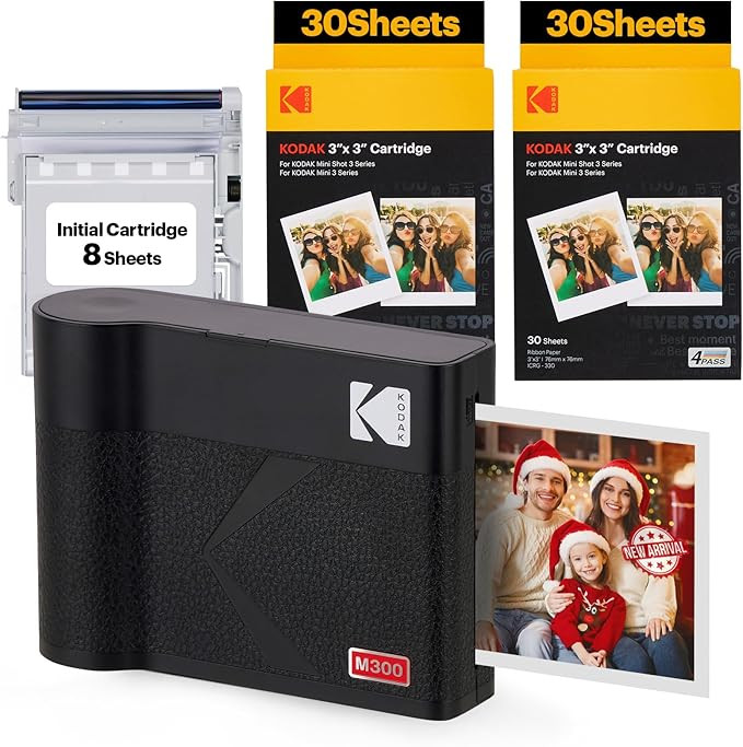KODAK Mini 3 ERA 4PASS Portable Photo Printer (Black, Printer + Initial 8 Sheets + 60 Sheets) | Amazon (US)