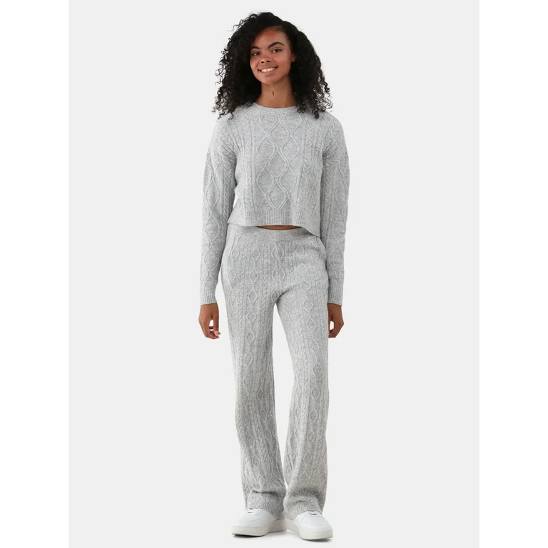 No Boundaries Mixed Stitch Sweater and Pants Set, 2-Piece, Women's - Walmart.com | Walmart (US)