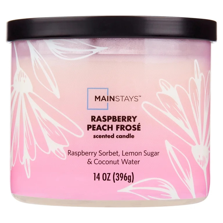 Mainstays 3-Wick Ombre Wrap Raspberry Peach Candle, 14-Ounce | Walmart (US)