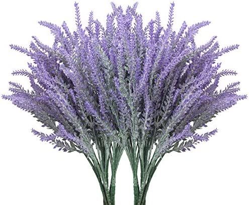 Leyaron 10 Bundles Fake Flowers Artificial Lavender Faux Plastic Plants for Home Decor Wedding Ki... | Amazon (US)