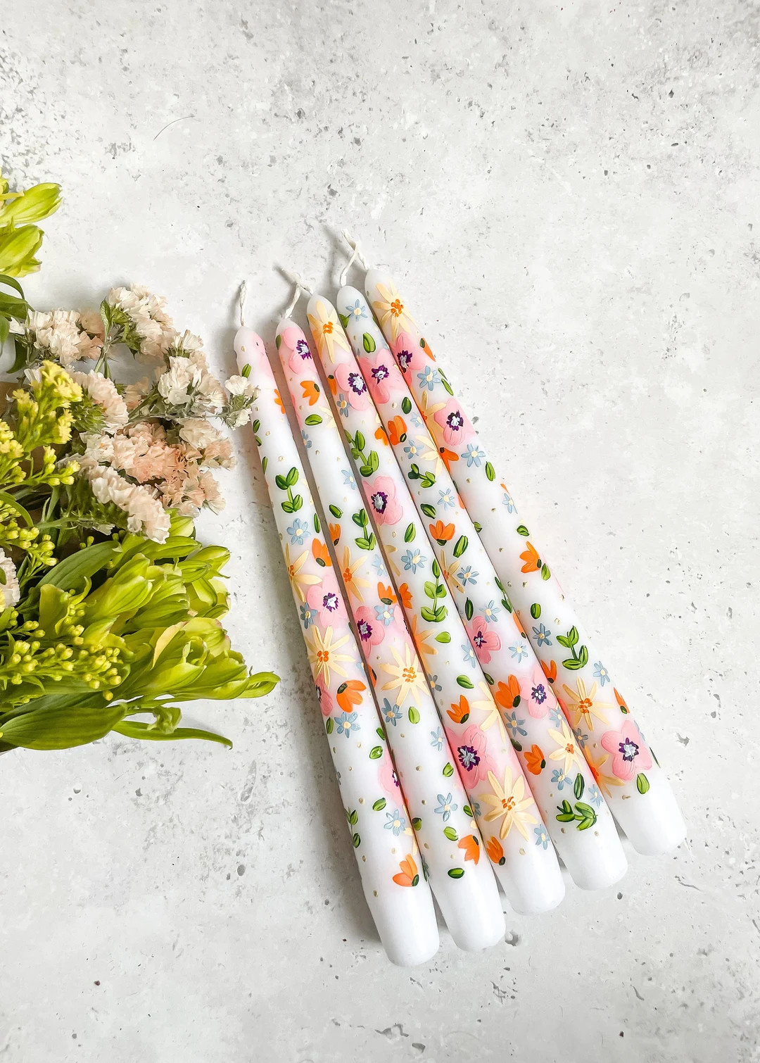 Hand Painted Spring Floral Tapers Candles, hand painted candles, Spring Decor, dinner candles, Sp... | Etsy (US)