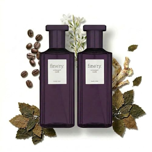 Fine'ry Midnight Café Hair + Body Fragrance Fine Mist Spray | Warm Smoky, Vanilla Scent with Crème De Café, Jasmine & Patchouli, Vegan & Cruelty-Free, Long Lasting | 5 Fl Oz (Pack of 2) | Amazon (US)