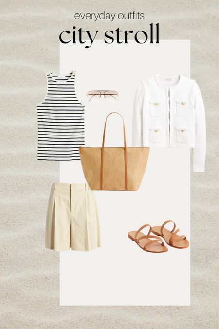 Simple everyday outfit 🤍 linen shorts for summer is my favorite thing to wear. 
Striped tank top is perfect to add some depth into the outfit.
Nude sandals are great becauae they elo gate the legs. 

Summer outfit summer style vacation outfit

#LTKunder50 #LTKGiftGuide #LTKSeasonal