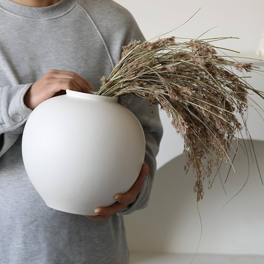 Extra Large White Ceramic Flower vase, Decorative Jar Oversize Modern Centerpiece Table Decoratio... | Amazon (US)