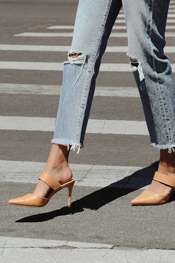 Faire Tan Pointed-Toe Mules | Lulus