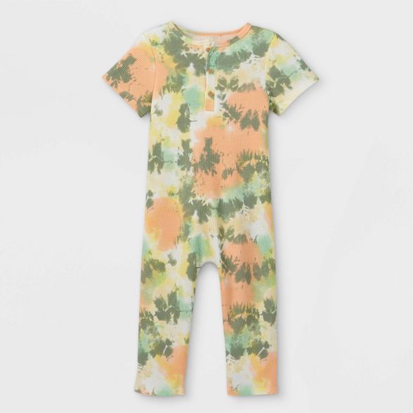 Toddler Boys' Henley Tie-Dye Short Sleeve Jumpsuit - art class™ Orange | Target