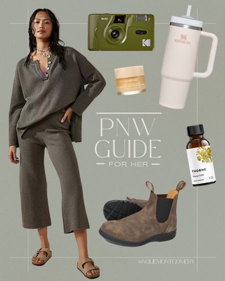 We’ve been in Washington for almost two months now. Here’s what I’ve determined as must haves if you’re gonna live in the PNW. 🤪
 1. Matching Set: A capsule wardrobe essential! Love to wear the matching sets on rainy cozy days or use each individual piece as a layer to mix things up. This Free People set is so good and just restocked in several colors! They sell out super fast btw!!!
 2. Film Camera: Something so nostalgic and fun about a film camera. Love carrying this around when I don’t feel like packing all my camera gear for adventure days or hikes. 🤎
 3. Bluntstone Boots: A literal PNW must have. Everyone wears them here. A bit pricey but worth the initial investment!
 4. Vitamin D: Yuuuup. Just trust me on this. Linking my fav reputable here!
 5. Lainge Lip Mask: A personal must have for me in these windy coastal towns. I love this one since it’s not sticky (kind of an oil base) and also scented but not flavored. 10/10. 
 6. Stanley Thermal: You’re not a local unless you have a coffee in your hand at all times. Rules and the rules. 🫡

TAGS: PNW style. Tiny living. Capsule wardrobe. PNW essentials. PNW must haves. Investment piece. Cozy finds. Rv lifestyle. Travel  

#LTKfit #LTKtravel #LTKSeasonal