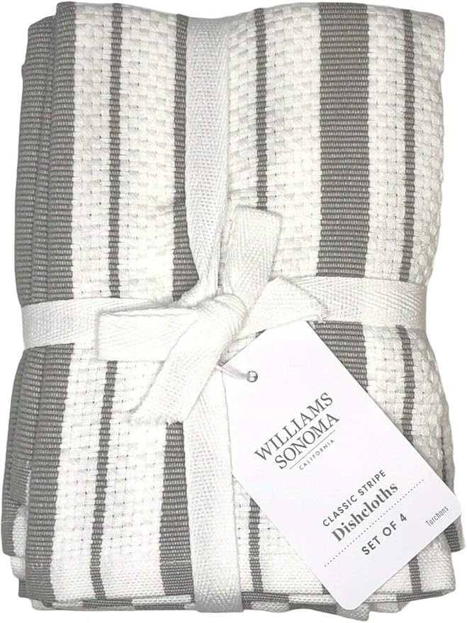 Williams-Sonoma Classic Striped Dishcloths, Dishrags, Drizzle Grey (Set of 4) | Amazon (US)