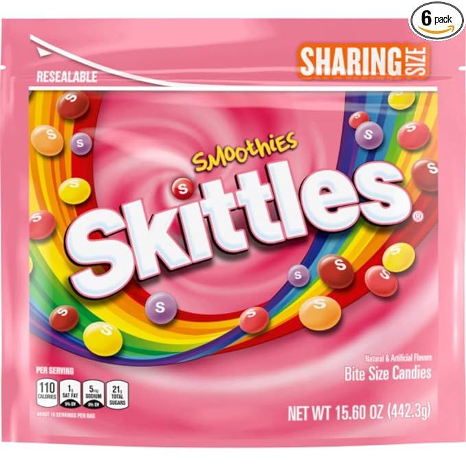 SKITTLES Smoothies Chewy Candy Bulk Pack, Sharing Size, 15.6oz Bag (Pack of 6) | Amazon (US)